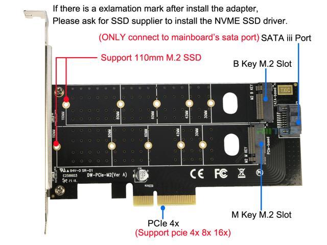 Dual Slot M.2 Carte Dadaptateur NGFF TO PCIe, SSD M2 SSM NVMe Vers PCIe 3.0  X4 32 Gbp / S, SSD M2 Vers SATA 6 Gbp / S B Key M2 SSD2230 2242 2260 2280  22110 Du 18,68 €