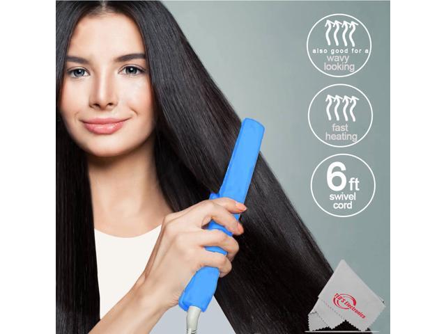 Vivitar PG7230 Ceramic Tourmaline 1 Inch Flat Iron Fast Heating Floating Plates Up to 400° with 6ft Swivel Cord Blue