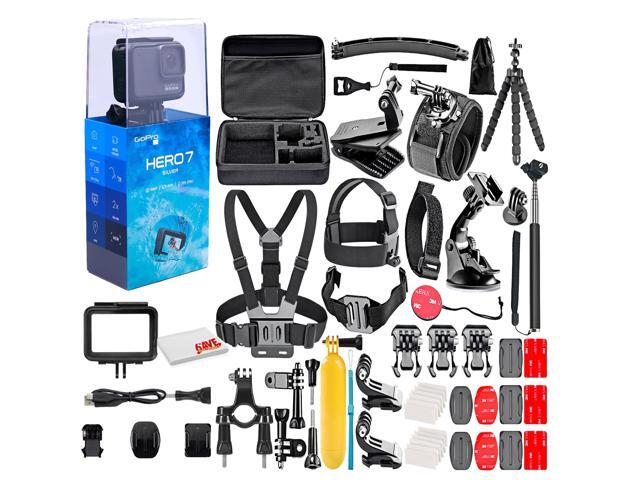 GoPro - HERO 7 Silver 4K Waterproof Action Camera - with 50 Piece Accessory Kit - Touch Screen 4K HD Video - 10MP Photos - Live Streaming