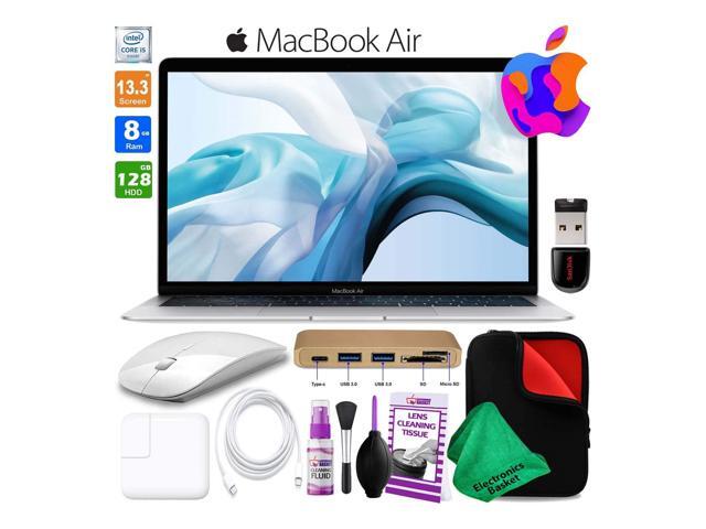 13 Inch MacBook Air w/ Retina Display 128GB SSD (Late 2018 Silver) MREA2LL/A Laptop Computer Bundle Includes Wireless Mouse USB Flash Drive