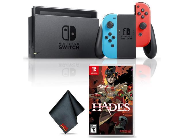 Nintendo Switch (Neon Blue/Red) Console with Hades Game and Cleaning Cloth