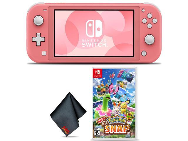 Nintendo Switch Lite (Coral) Console with Pokemon Snap Game and Cleaning Cloth