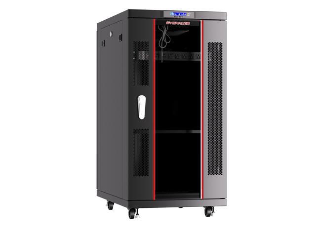 Server Rack - Locking Cabinet - Network Rack - Av Cabinet - 22 U - Rack Mount - Free Standing Network Rack- Server Cabinet - Caster Leveler - Rack