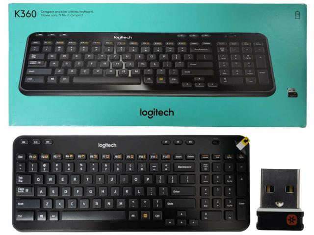 Recertified - Logitech K360 Wireless USB Desktop Keyboard - Compact Full Keyboard 3-Year Battery Life (Glossy Black)