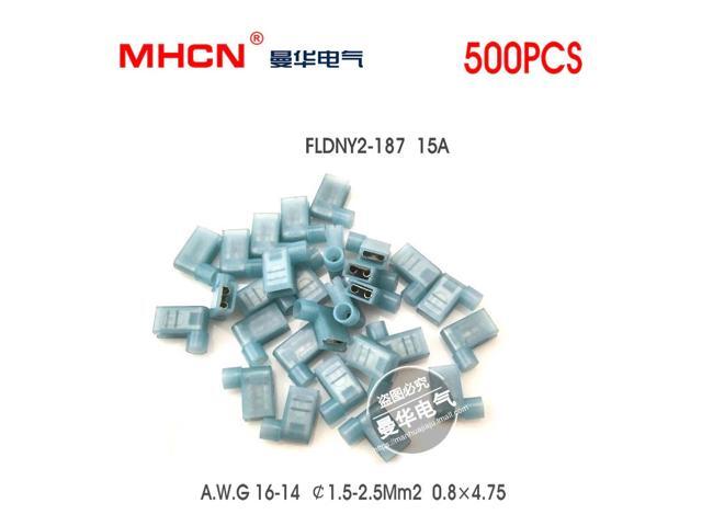 500PCS/Set crimp Terminal Flag AWG16-14 Insulated Connector FLDNY2-187