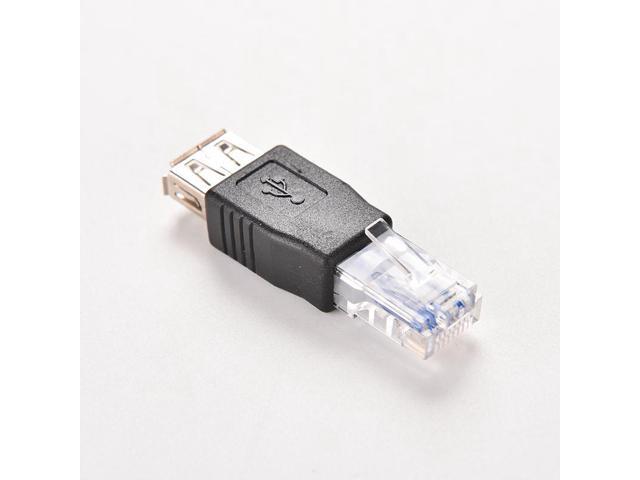 PC Crystal Head RJ45 Male to USB 20 AF A Female Adapter Connector Laptop LAN Network Cable Ethernet Converter Transverter Plug