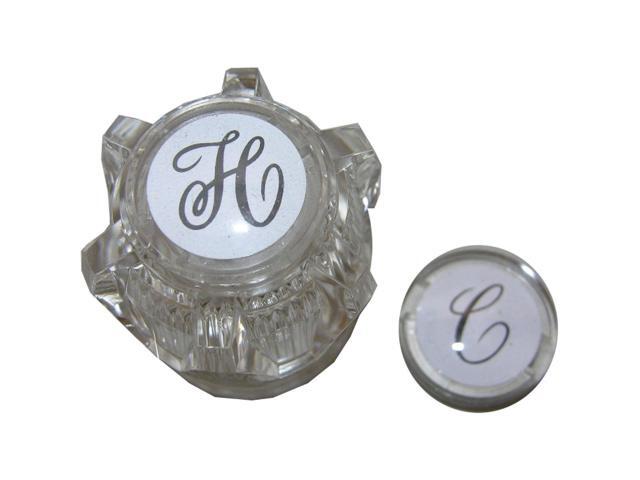 Lasco Moen Round with Hot & Cold Buttons Clear Tub & Shower Handle Kit HC-246