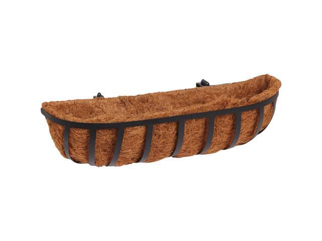 Best Garden 24 In Black Steel Rod Modern Trough Wall Mount Planter HB1319-24