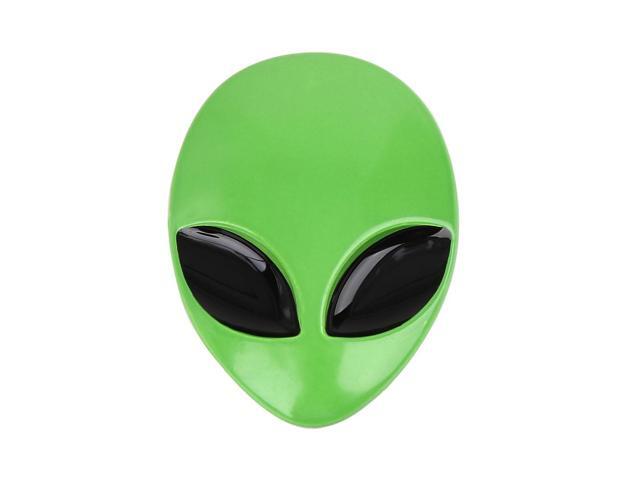 Green 3D Alien Head Shaped Metal Car Body Decorative Emblem Badge Decal Sticker