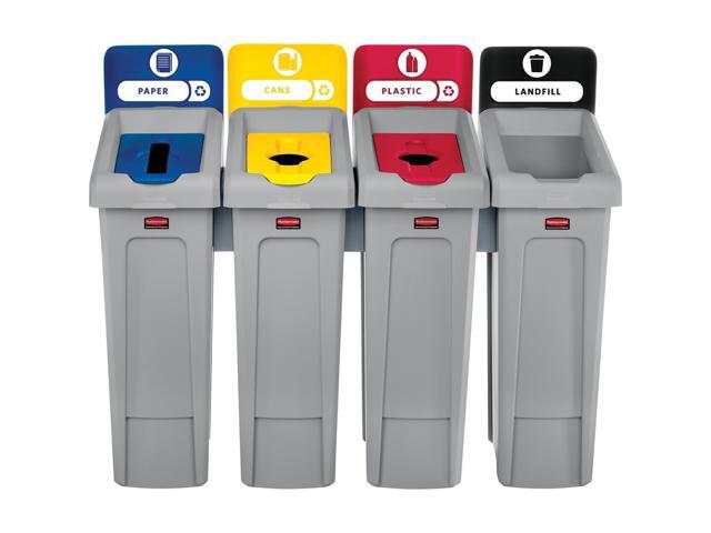 Rubbermaid Commercial 2007919 Slim Jim Recycling Station Multiple Material Recycle Bin - Indoor