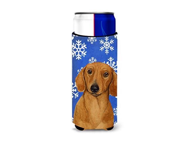 carolines Treasures LH9267MUK Dachshund Winter Snowflakes Holiday Ultra Beverage Insulators for slim cans Slim can multicolor
