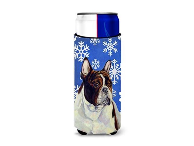 carolines Treasures LH9292MUK French Bulldog Winter Snowflakes Holiday Ultra Beverage Insulators for slim cans Slim can multicolor
