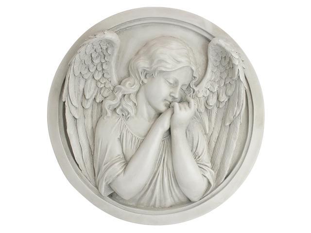 Design Toscano NG32473 Thoughts of an Angel Sculptural Wall Roundel Antique Stone