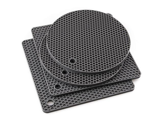 Smithcraft Silicone heat resistant trivet mat set of 4 hot pad for pot holder counter top protector and spoon rest food grade safe Round 2 + Square