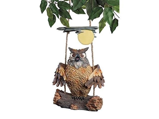 Design Toscano EU42044 Decor-Howie The Hoot Swinging Sculpture-Night Gifts-Owl Moon Full Color