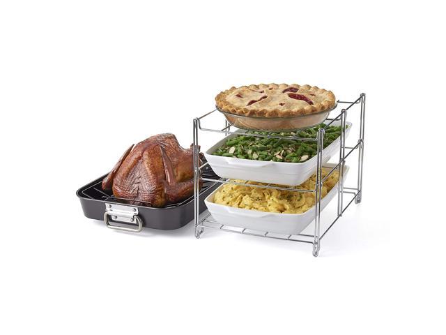Betty Crocker Oven Insert with Large Non-Stick 3-Tier Baking Rack and Roasting Pan INCLUDED Charcoal and Chrome