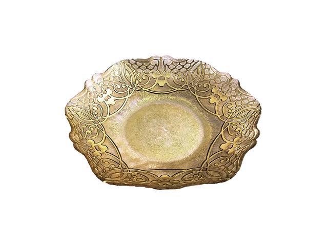 Red Pomegranate Geneve Large Shallow Bowl Gold 16-Inch
