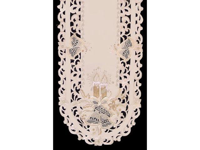 SAINTY H8675/E-(68x90) Candles & Bells-Cream Oblong Tablecloth 68' x 90'