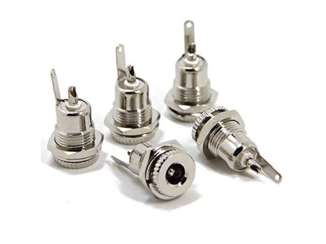 Ancable 5-Pack 5.5 mm x 2.5mm DC Power Female Socket Panel Mount Adapters with Lock Washer and Nut, Solder Type photo