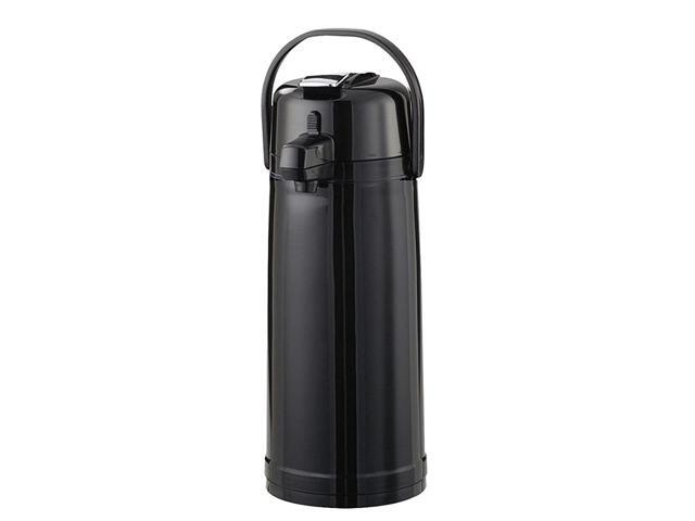 Service Ideas ECAL22PBLMAT Eco-Air Airpot with Lever lid 22L Glass Lined Matte Black Ribbed Texture