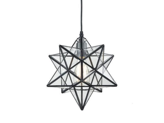 YOBO Lighting Transparent Glass Moravian Star Pendant Chandelier 12 Inch