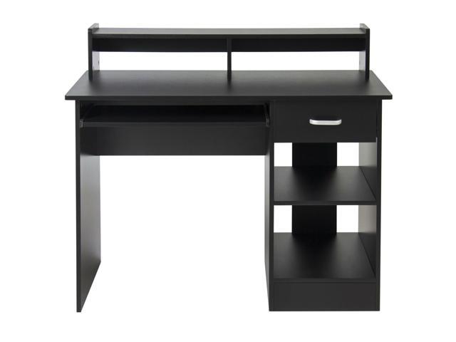 Student Table Dorm Computer Desk Laptop Office Shelving Drawer Furniture Black