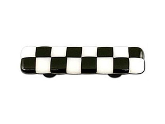 Hot Knobs HK7005-PB Black & White Rectangle Glass Cabinet Pull - Black Post