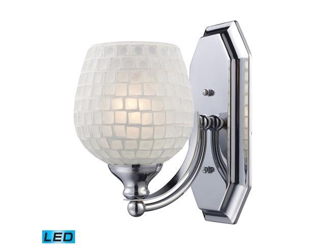 ELK 570-1C-WHT-LED Vanity Blown Glass Wall Sconce Lighting 1 Light LED Polished Chrome