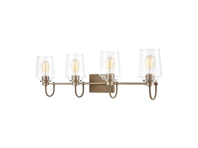 Bakersfield 4-Light Vanity Light in Light Wood with Clear Glass