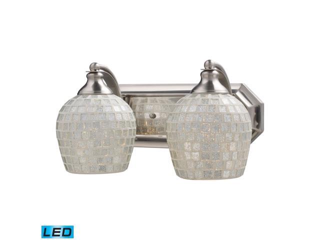 ELK 570-2N-SLV-LED Vanity Blown Glass Wall Vanity Lighting 2 Light LED Satin Nickel