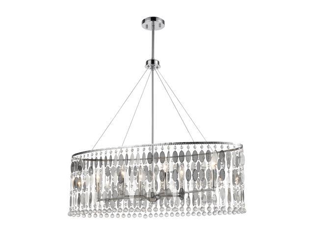 Chamelon 6-Light Island Light in Polished Chrome with Perforated Stainless and Clear Crystal