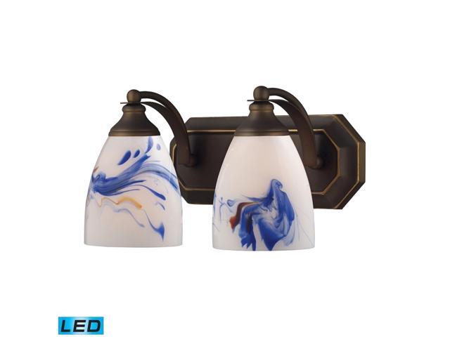 ELK 570-2B-MT-LED Vanity Blown Glass Wall Vanity Lighting 2 Light LED Aged Bronze