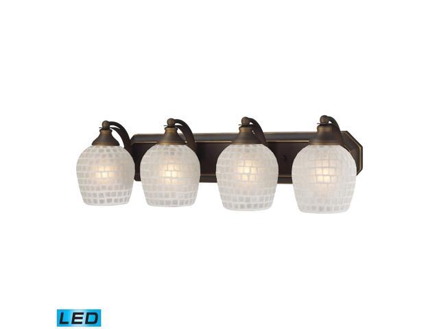 ELK 570-4B-WHT-LED Vanity Blown Glass Wall Vanity Lighting 4 Light LED Aged Bronze