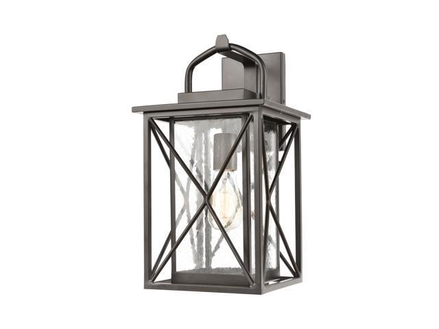 Carriage Light 1-Light Sconce in Matte Black with Seedy Glass