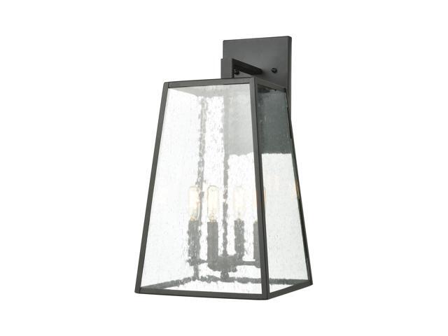 Meditterano 4-Light Sconce in Charcoal with Seedy Glass