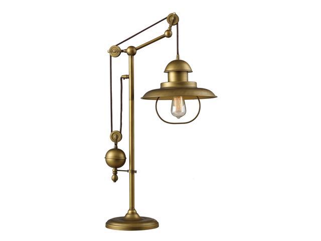 D2252 Farmhouse 1-Light Adjustable Table Lamp in Antique Brass