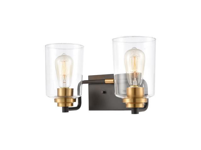 Robins 2-Light Vanity Light in Matte Black with Clear Glass