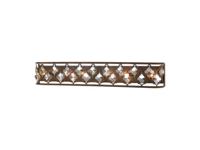 Armand 6-Light Vanity Light in Weathered Bronze with Amber Teak Crystal
