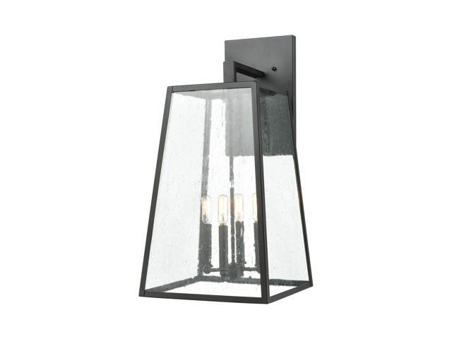Meditterano 4-Light Sconce in Charcoal with Seedy Glass