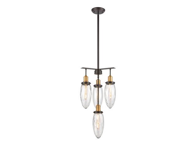 Shinzu 4-Light Chandelier in Oil Rubbed Bronze with Clear Water Glass