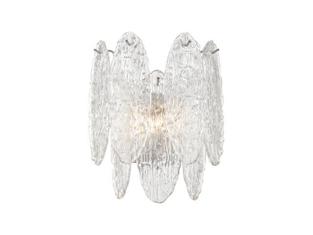 Frozen Cascade 2-Light Sconce in Polished Chrome with Clear Textured Glass