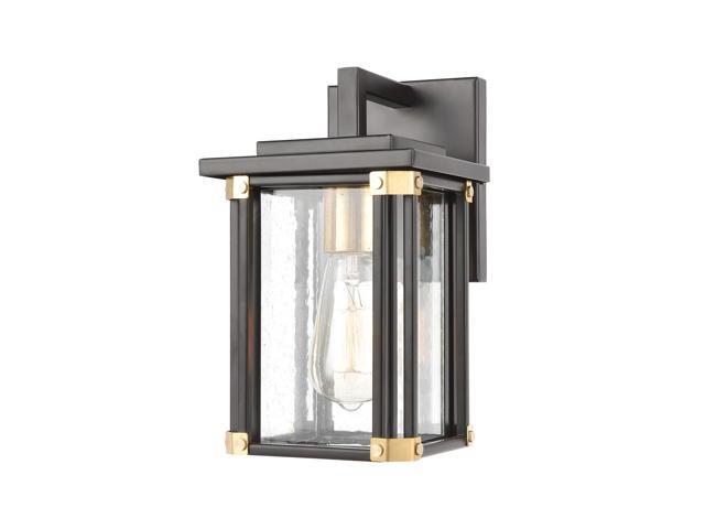 Vincentown 1-Light Sconce in Matte Black with Seedy Glass
