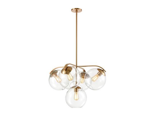 Collective 5-Light Chandelier in Satin Brass with Clear Glass