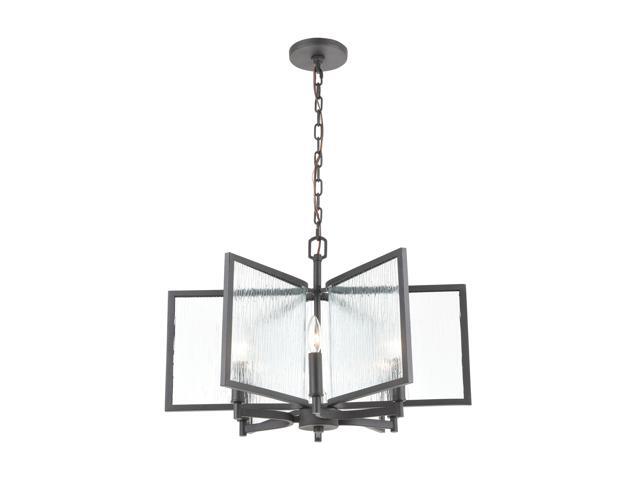 Inversion 6-Light Pendant in Charcoal with Textured Clear Glass