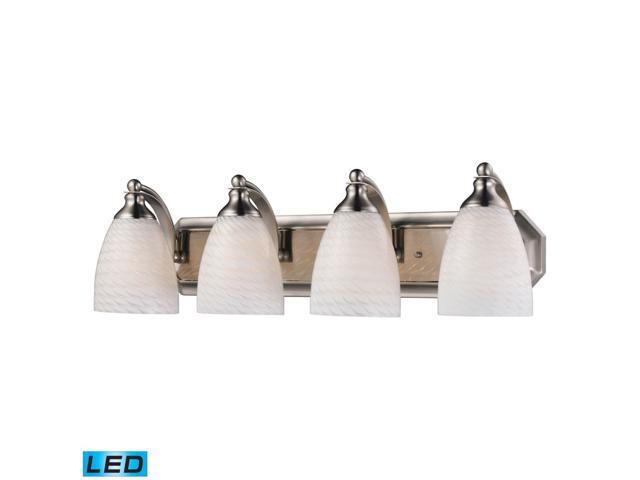ELK 570-4N-WS-LED Vanity Glass Wall Vanity Lighting 4 Light LED Satin Nickel