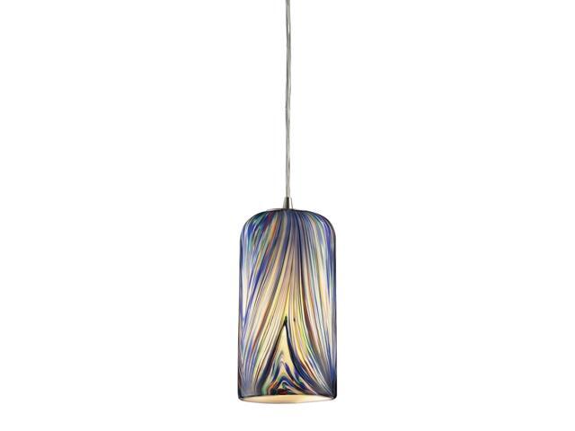 Elk 544-1MO 1-Light Pendant In Satin Nickel and Molten Ocean Glass