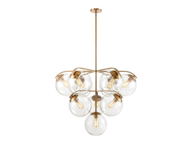 Collective 10-Light Chandelier in Satin Brass with Clear Glass