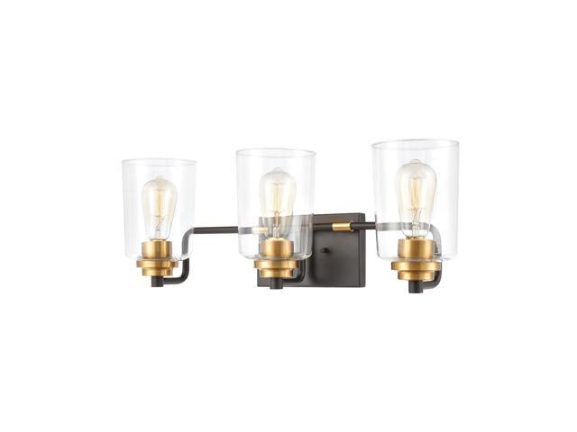 Robins 3-Light Vanity Light in Matte Black with Clear Glass