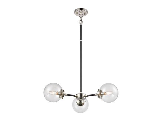 Boudreaux 3-Light Chandelier in Matte Black with Clear Glass