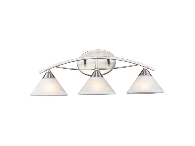 ElkGroup International 3 Light Vanity In Satin Nickel And Marblized White Glass
